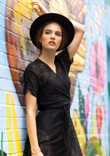 Je t’aime Wrap Dress Midnight Black Lace - Muse and Lyrics