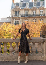 Retrouvailles Wrap Dress Midnight Black Lace - Muse and Lyrics