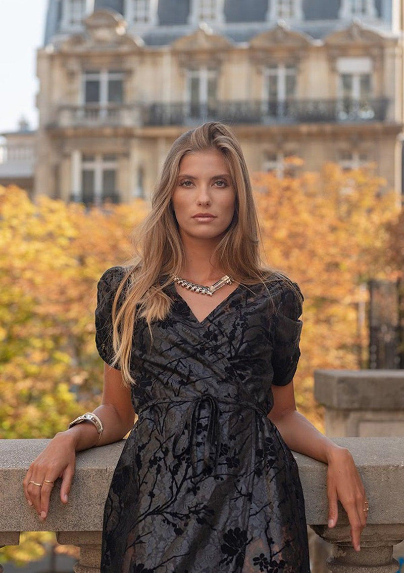 Black lace cheap wrap dress