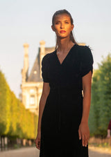 Retrouvailles Wrap Dress Midnight Black Velvet - Muse and Lyrics