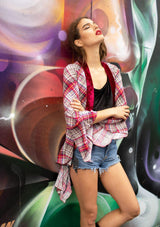 Luna Kimono Wine Plaid - Muse and Lyrics