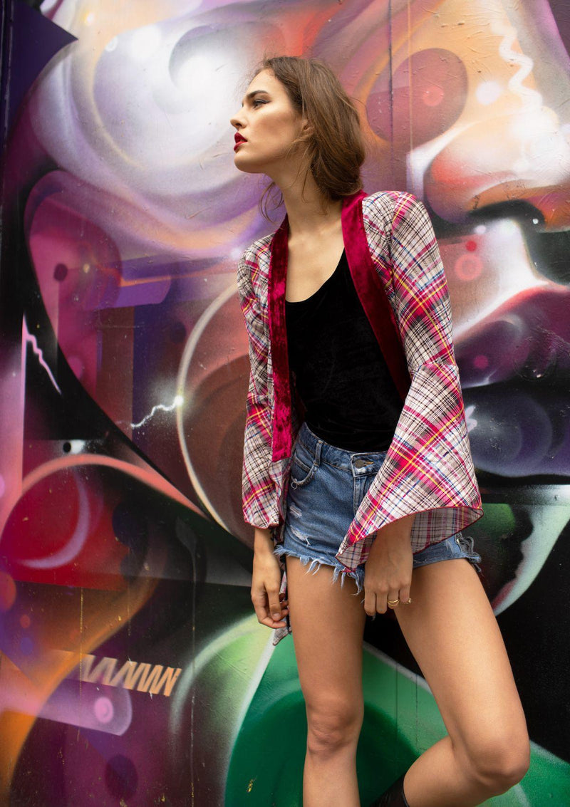 Luna Kimono Wine Plaid - Muse and Lyrics