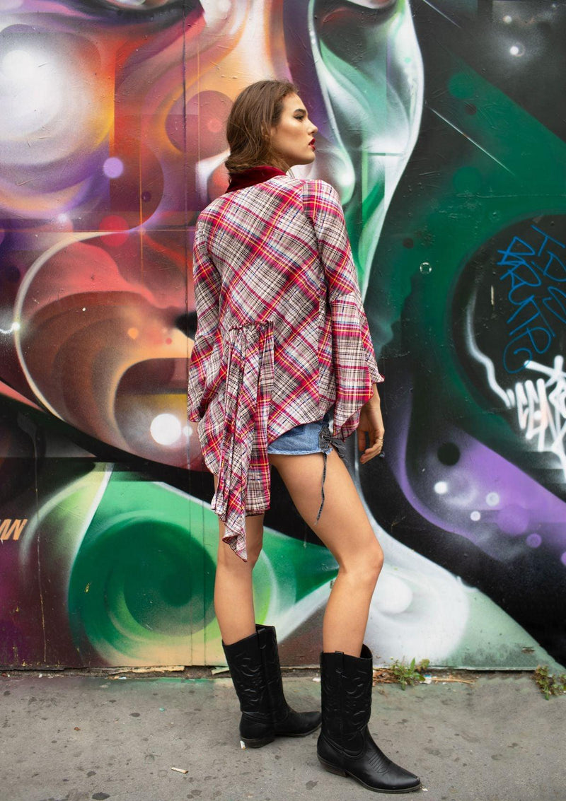 Luna Kimono Wine Plaid - Muse and Lyrics